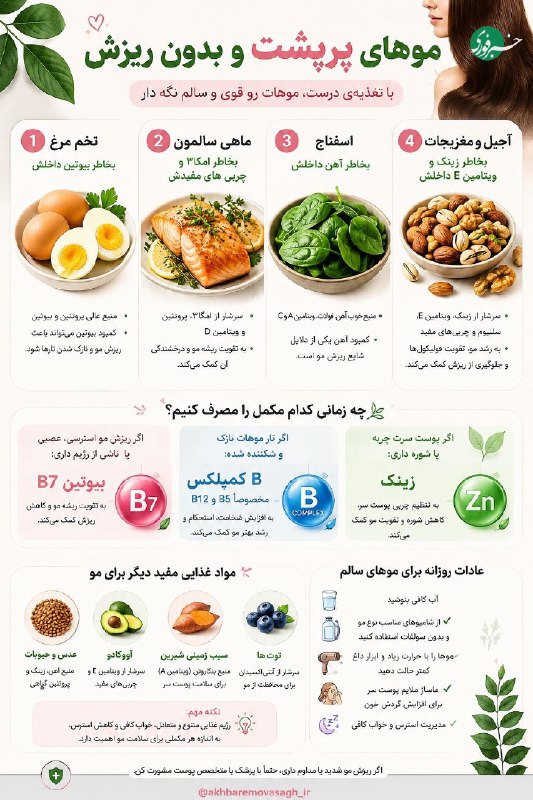 خبرفوری: ♦️برای داشتن موهای پرپشت و بدون ریزش، باید چند نکته را رعایت کنیم🇮🇷 ✊ @AkhbareFori | Link