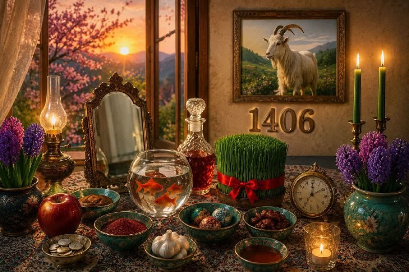قم زیبا: 🔻لحظه تحویل سال ۱۴۰۶شنبه ۲۹ اسفند🌱ساعت: ۲۳:۵۴ شب🌃حیوان سال: بز🐐بز نمادِ همدلی، آرامش، صلح و مهربانی هست+ تقریبا ۶ ماه بی