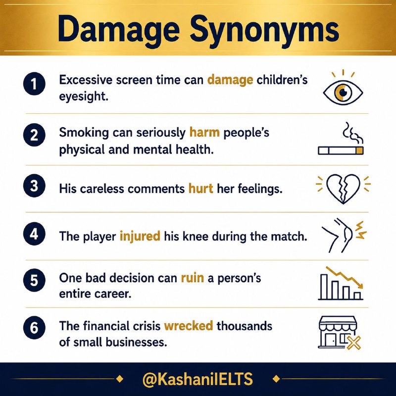 KashaniIELTS: Damage Synonyms⭐️ @KashaniIELTS ☘️