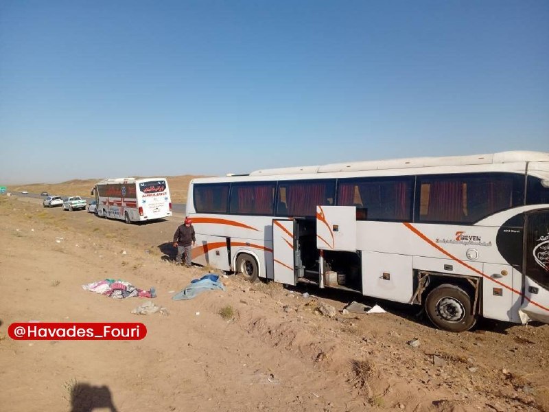 حوادث فوری ⚠️: حادثه واژگونی اتوبوس مسافربری در نیشابوررئیس مرکز مدیریت حوادث و فوریتهای پزشکی نیشابور اعلام کرد:🔹در حادثه واژگونی یک