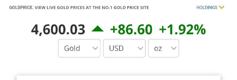 توییتر_بورس: دوستان عزیز هم‌اکنون آهو!طلا 4600 دلار!@twitter_bourse
