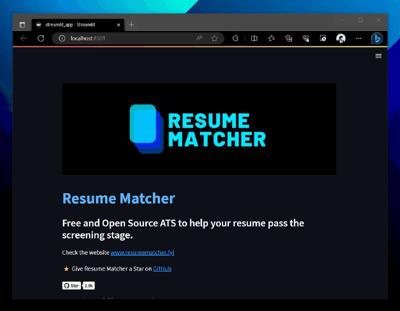 简历匹配器开源项目：Resume-Matcher简历匹配器是一款基于人工智能的免费开源工具，旨在帮助你根据职位描述来优化简历