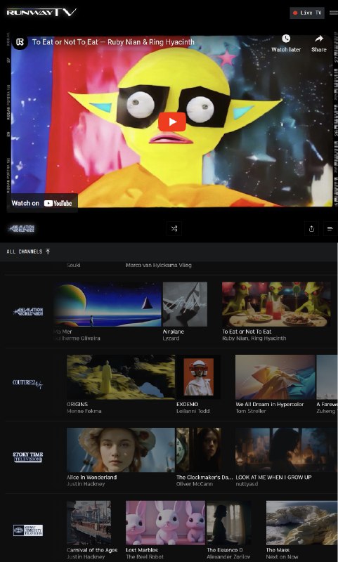 和 Ruby Nian GEN48 做的 AI 短片，入选了 Runway TV 的动画单元