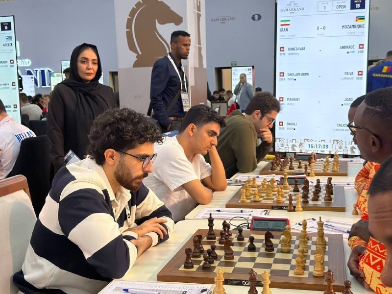 🔸 הניצחון הסמכותי של נבחרות השחמט הלאומיות של איראן בשלב הראשון של האולימפיאדה העולמית של סמרקנד