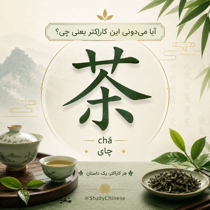 StudyChinese آموزش زبان چینی: 🌿 هر کاراکتر، یک داستان | قسمت ۱🍵 茶cháیعنی «چای».در فرهنگ چین، چای فقط یک نوشیدنی نیست؛نماد آرامش، احترام و با هم بودن ا