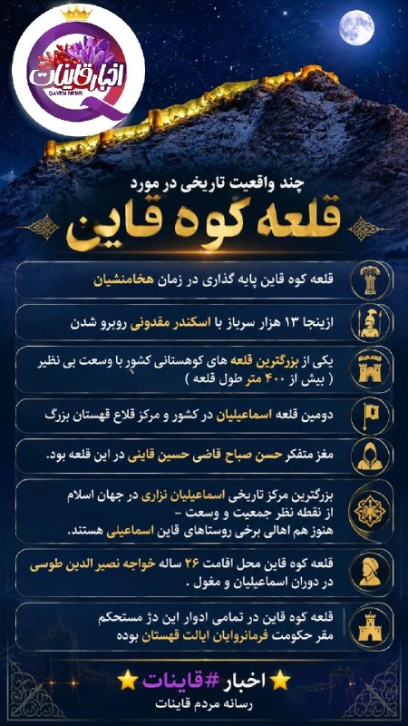 ️ اخبار قاینات: ✅ «قلعه کوه قاین؛ میراثی استوار بر بلندای تاریخ»⭐️ اخبار #قاینات ⭐️ 📣 @QayenNews