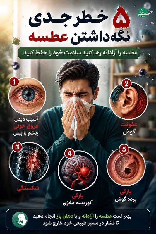 صدای خراسان: 🔸وقتی عطسه را نگه میدارید، چه بلایی سر بدن میآید؟@SedayeKhorasaniha