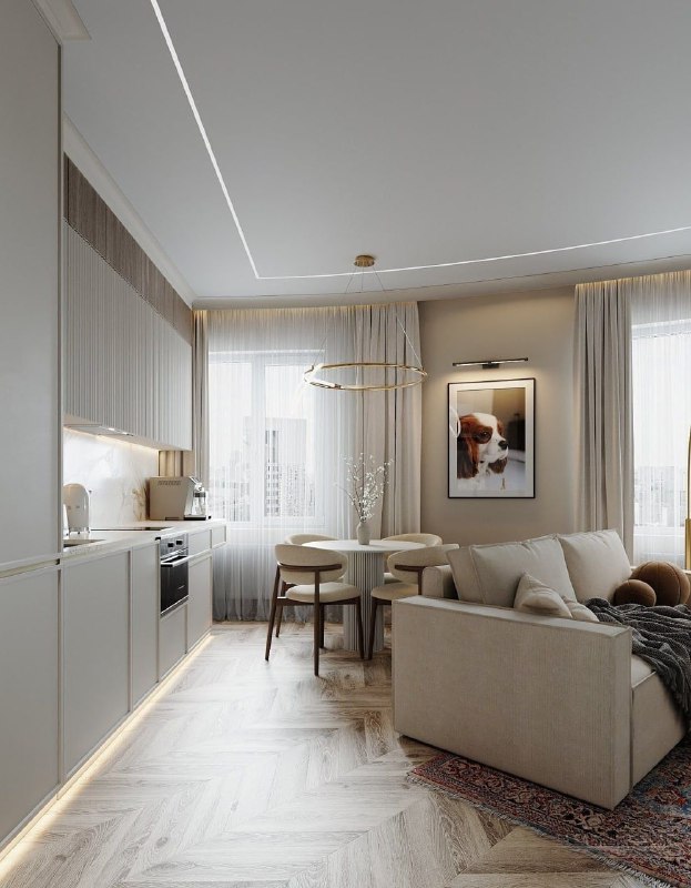 Сочетания для кухни-гостиной. Какой вариант понравился больше? - Первый - Второй - Третий Дизайн и ремонт Please open Telegram to view this post VI... - изображение 1 - telegram, view, сочетания