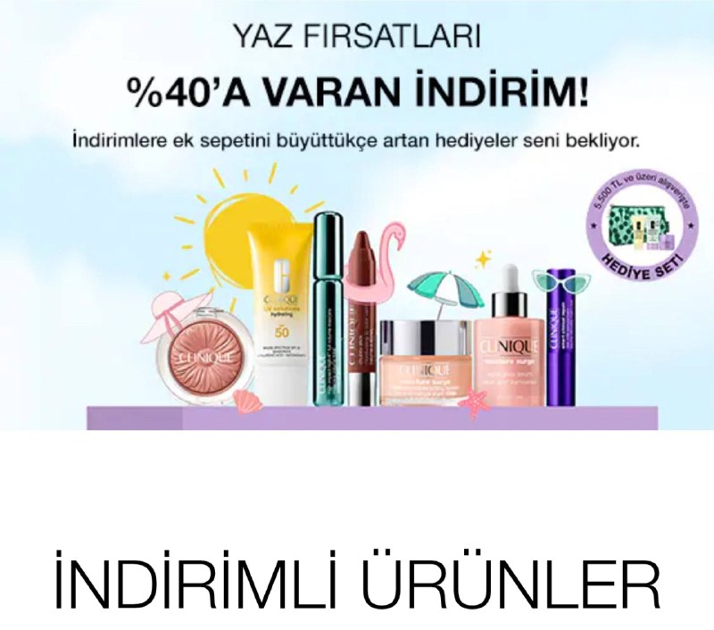 آفرهای ترکیه و دبی (از فروشگاه ها وسایت): 🔺حراج 40% تابستانی محصولات کلینیک🔺CLINIQUE🔺https://m.clinique.com.tr/products/1590/indirimli-urunler