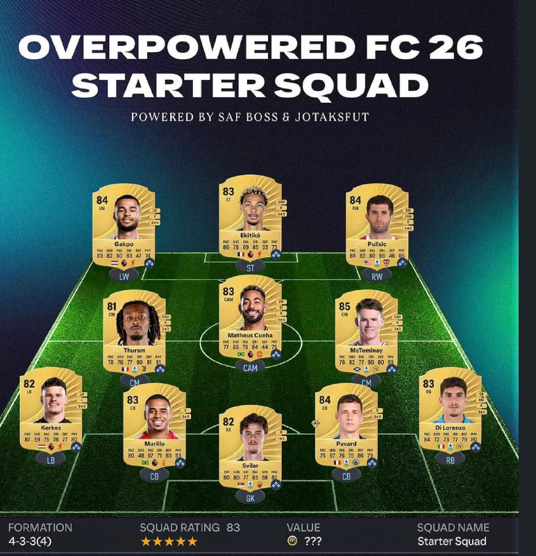 FIFA IRAN: 📌استارتر اسکواد OP برای شروع FC27 🔥فیفا ایران، یکی از قدیمی ترین و به روز ترین کانال های فیفای فارسی.📱 FifaTradingRomani