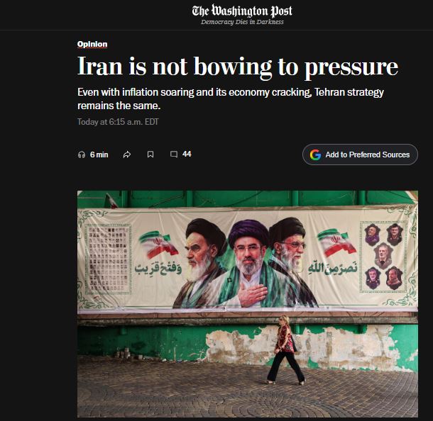 Washington Post: Iran does not give in to pressure.