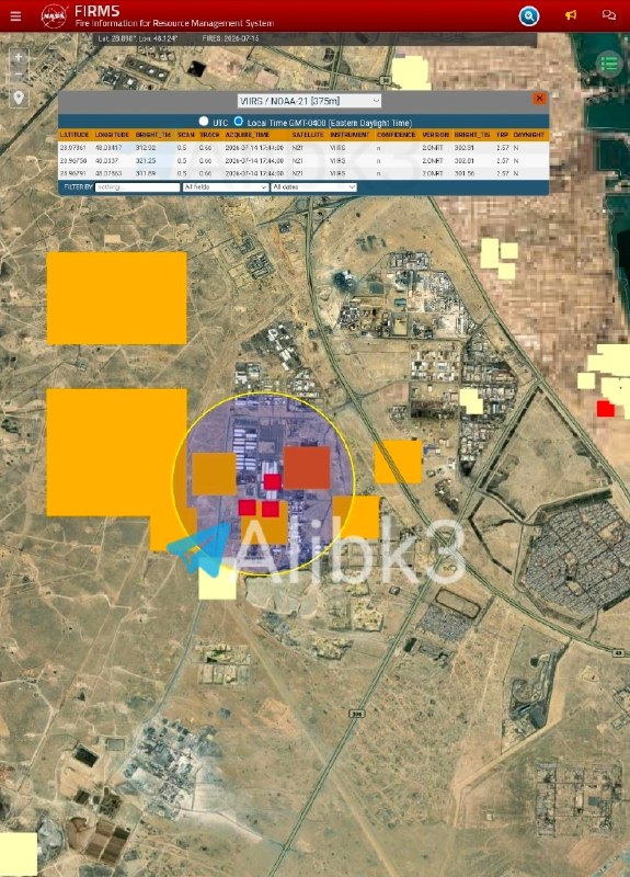 תמונות לוויין מציגות מחסן שהותקף על ידי איראן בכווית בוער כעת.