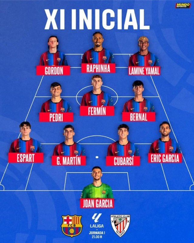 پته مته | Patemate: | ⚽️🆚🇪🇸 | ۲۲:۳۰ ⏱ | 🔹 |ترکیب بارسا جلو بیلبائو.🤩 @Patemate_Official | #مایکی ⚽️