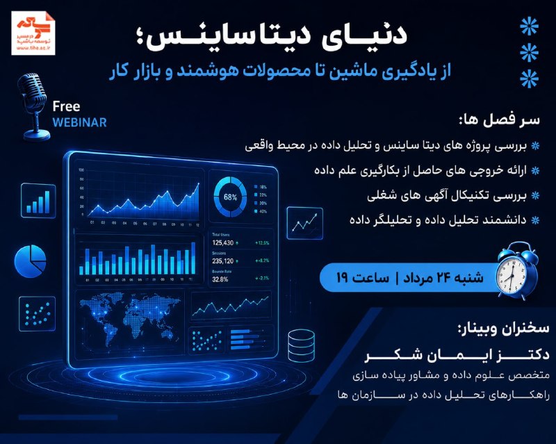 Computer & IT Engineering: ▶️ وبینار رایگان دنیای دیتا ساینس؛ 🐈⬛📊از یادگیری ماشین تا محصولات هوشمند و بازار کار ⌨️ 💼💡 فکر میکنید دیتا ساینس فقط س