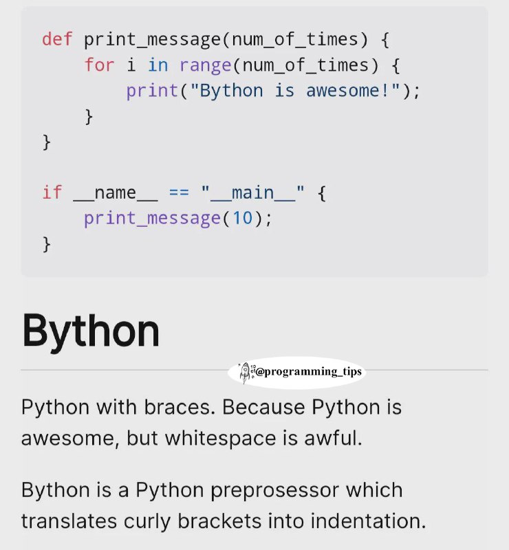 صرفا جهت اطلاع برنامه‌نویسان: تا حالا با Bython کار کردین؟ #programming_joke〰️〰️〰️〰️〰️〰️〰️@programming_tips