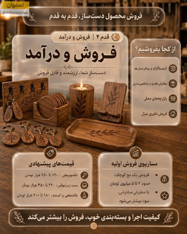 اخبار اصفهان: ♦️با چند ابزار دستی، کمی چوب و کلی سلیقه میشه ساخت اکسسوری چوبی رو از خانه شروع کرد 🪵✨@akhbareisfahan♦️با چند ابزار دست