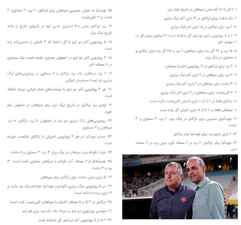 TiracturClub|تیراختور: نکاتی آماری از بازی تیراختور و سپاهان🆔 @Tiracturclub