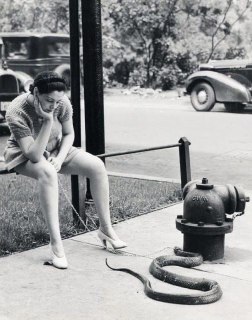 Zorita, a burlesque artist, walks with her snake, late 1930sTime Machine | Historical Photo