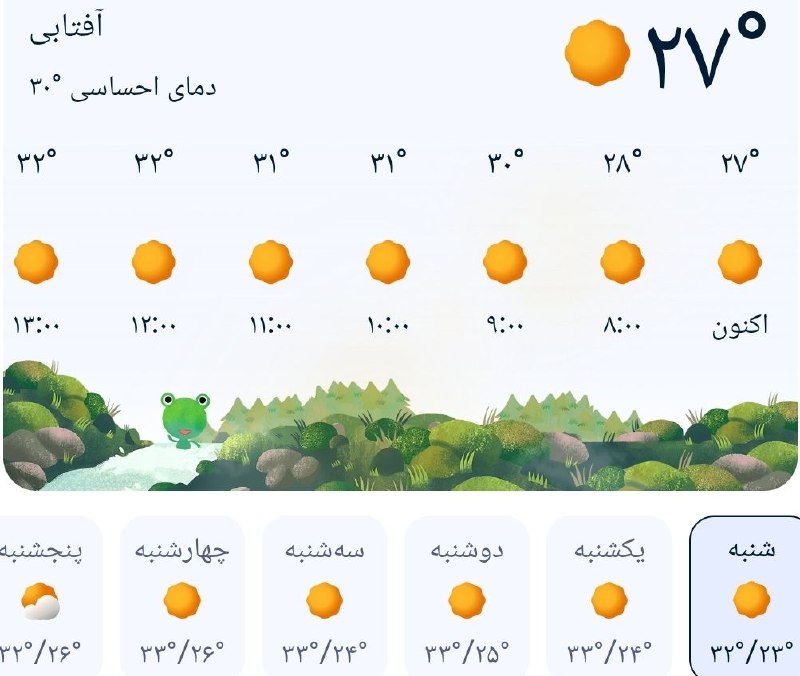 اینجا هادیشهر: 🌦 وضعیت آب و هوای امروز هادیشهر و پیش بینی ۵روز آینده 🍉 اینجا هادیشهر؛مرجعرسمیخبریهادیشهر👇🌾 @Inja_Hadishahr