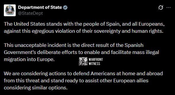️🇺🇸🇪🇸🇲🇦 משרד החוץ האמריקני אמר שהמצב בסאוטה הוא תוצאה של "המאמצים המכוונים" של ממשלת סאנצ'ז להקל על ה…