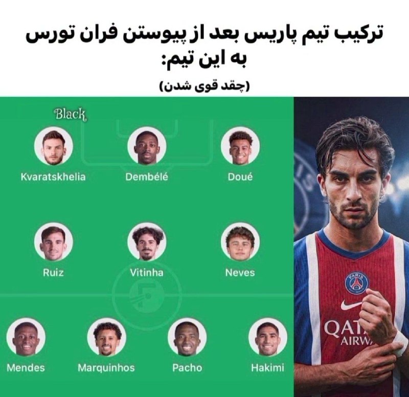 پته مته | Patemate: ترکیب وحشتناک پاریسن ژرمن بعد از پیوستن فران تورس به این تیم😳🔥😈 @Patemate_Official | #Hakan