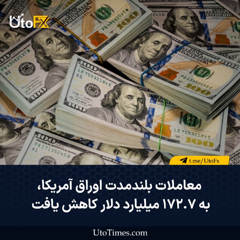UtoFX | مرجع فاندامنتال فارکس و انس طلا: ✅ معاملات بلندمدت اوراق آمریکا به ۱۷۲.۷ میلیارد دلار کاهش یافت 🔹 خالص معاملات بلندمدت اوراق بهادار آمریکا ۱۷۲.۷ میلیارد