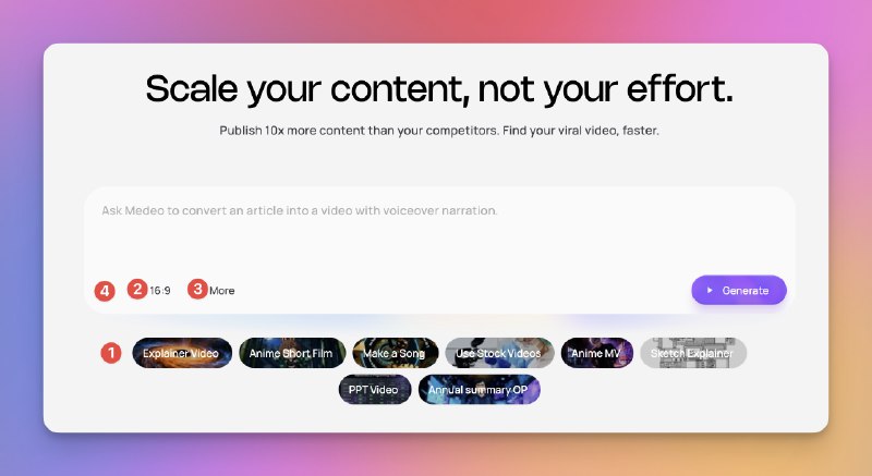 Medeo 1.0 终于上线了，这是我认为第一个真正意义上的视频 Agent试了一下相当惊艳，具体的特点有：- 支持非常灵活的通过自然语言进行修改- 支持超过上千字的超长提示词- 提供非常好的泛化性，各种风格和垂类都可以做
