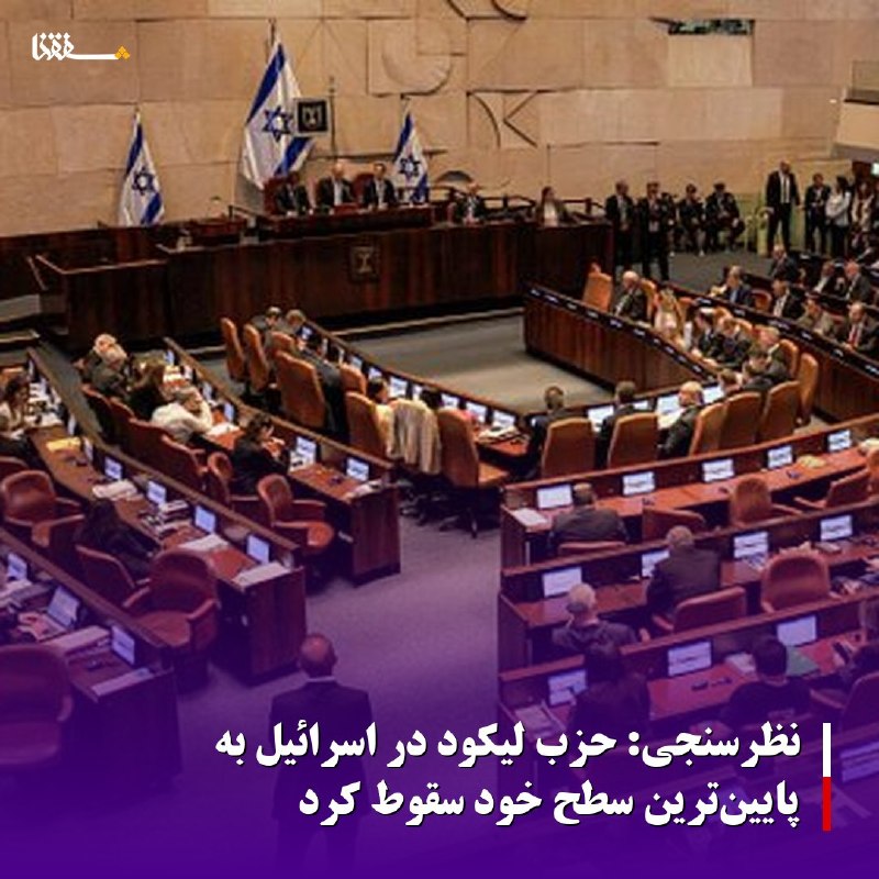 خبرگزاری بین المللی شفقنا: 🔴نظرسنجی: حزب لیکود در اسرائیل به پایین‌ترین سطح خود سقوط کرد⬅️نتایج یک نظرسنجی جدید در سرزمین‌های اشغالی نشان می‌دهد گا