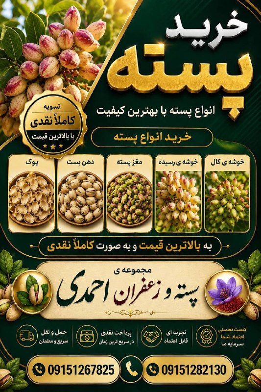تربت‌ جام آنلاین: مرکز تخصصی خرید پستهخرید انواع پسته با بهترین کیفیت و بالاترین قیمت بازار🌿 خریدار مستقیم انواع پسته:▪️ خوشه کال▪️ خوشه ر