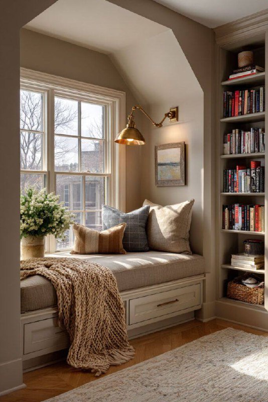 Стильный подоконник обустройство места для чтения на окне. - изображение 5 - стильный, подоконник, обустройство