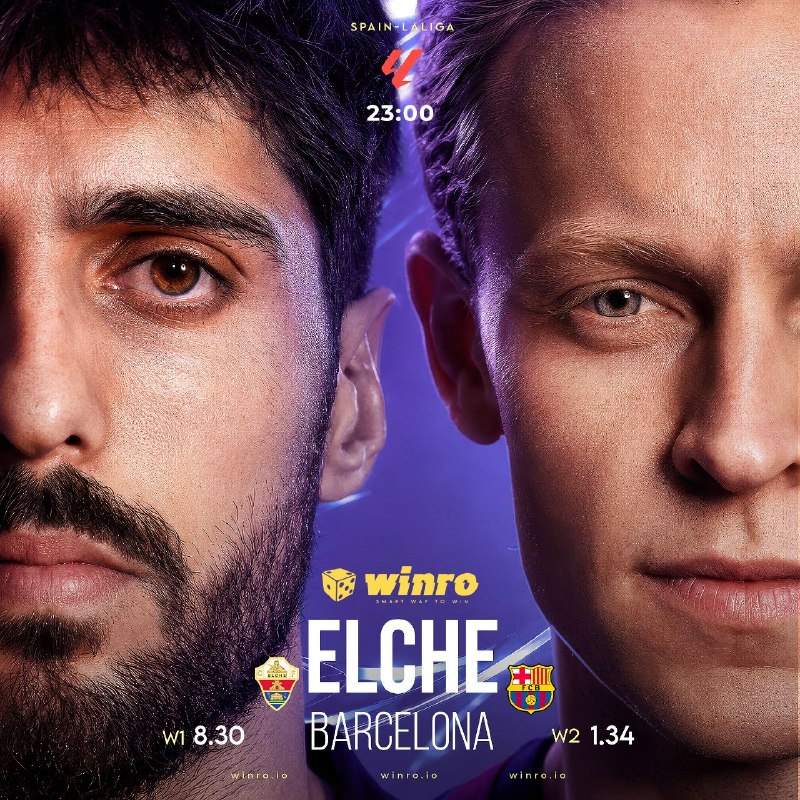 سـریـع در بیارش! 😅: ⚽️ بیمه ی 🤩🤩🤩 درصدی لالیگا🎲 در صورت شارژ حساب و پیش بینی اشتباه بازی الچه و بارسلونا 100 درصد مبلغ شرط را از وینرو هدیه