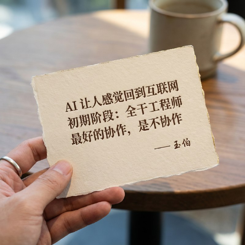 文兄的群里在讨论为什么现在工程师的趋势是全栈化了呢？为什么现在可以实现组织端到端了呢？10年前，3年前 是不行不愿意，还是没想到 ？玉伯说 AI 让人可以很多事情可以独自完成，不用协作了最好的协作，就是不协作人的分工协作，人一多，就形成了大厂，大厂就容易得大厂病，都是协作出了问题