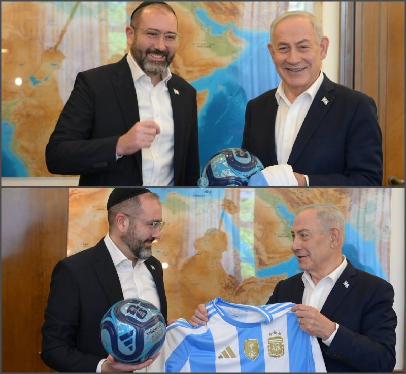נתניהו פוגש את שגריר ארגנטינה בתל אביב: "אנחנו אוהבים את ארגנטינה ומאחלים לה לזכות במונדיאל, ונשיא ארגנטינה…