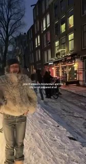 Амстердам превратился в сплошной каток — город накрыл мощный гололёд.От гололёда