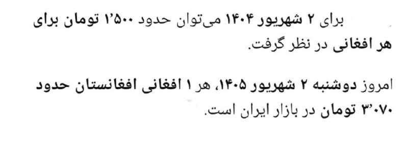 تهران تایمز®|Tehran timse: 🔴حتی قیمت افغانی🇦🇫 هم تو یک سال دو برابر شده.یعنی اگه پارسال این موقع ها ۵۰۰ میلیون تومن افغانی خریده بودی؛ الان ۱ میلیا