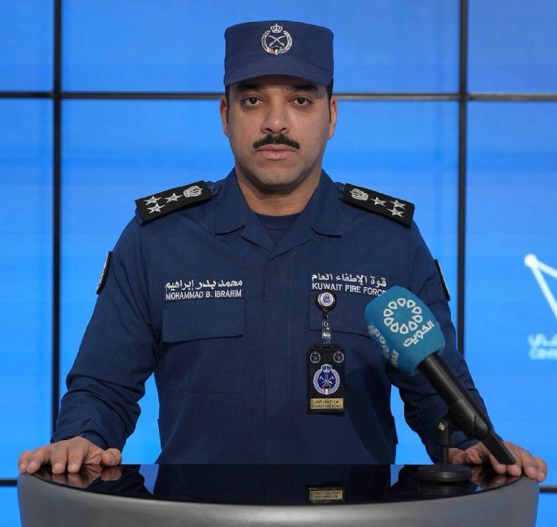 מפקד כיבוי האש של כווית: השריפה במתקן זה, שנגרמה מהתקיפה הקרקעית של איראן, כובתה ולא היו נפגעים.
