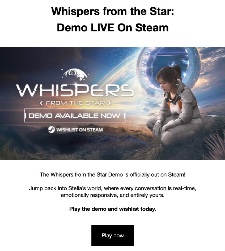 米哈游联创蔡浩宇的 AI 游戏 The Whispers from the Star 现在已经在 Steam 提供试玩 Demo