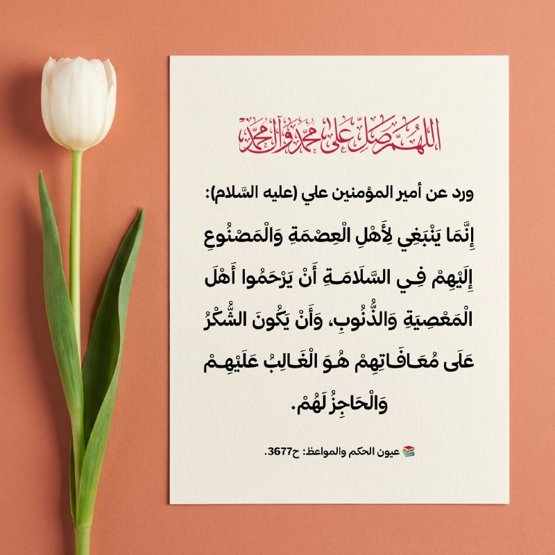 الباقيات الصالحات: ﷽📜 #الحكمة_الصباحية ورد عن أمير المؤمنين علي (عليه السَّلام): "إِنَّمَا يَنْبَغِي لِأَهْلِ الْعِصْمَةِ وَالْمَصْنُوعِ إِ