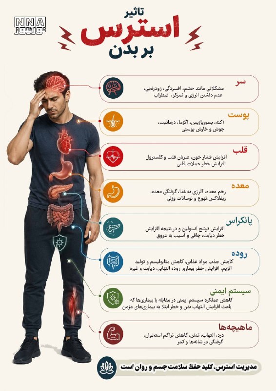 اخبار نصر: 📌استرس با بدن چه میکند؟▪️ https://eitaa.com/nasrnews ▪️http://ble.ir/nasrnews▪️https://rubika.ir/nasrnews_ir
