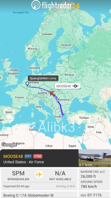 ناب جهادی | جنگ و مذاکرات: 🔻یک هواپیمای باری C-17A که به سمت پایگاه هوایی موافاق سالتی در اردن می رفت ، یک سیگنال اضطراری 7700 را فعال کرد ، ارتفاع