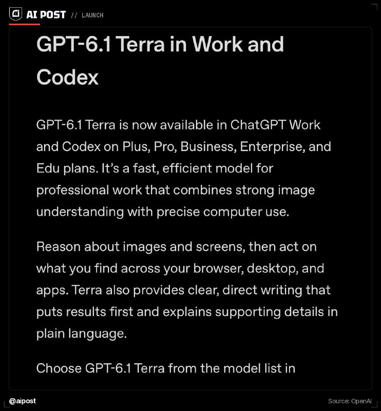6.1 טרה החדש של OpenAI מסתכל על המסך שלך ואז פועל לפיו GPT-6.1 טרה נמצא כעת ב-ChatGPT Work ו-קודקס עבור משת…