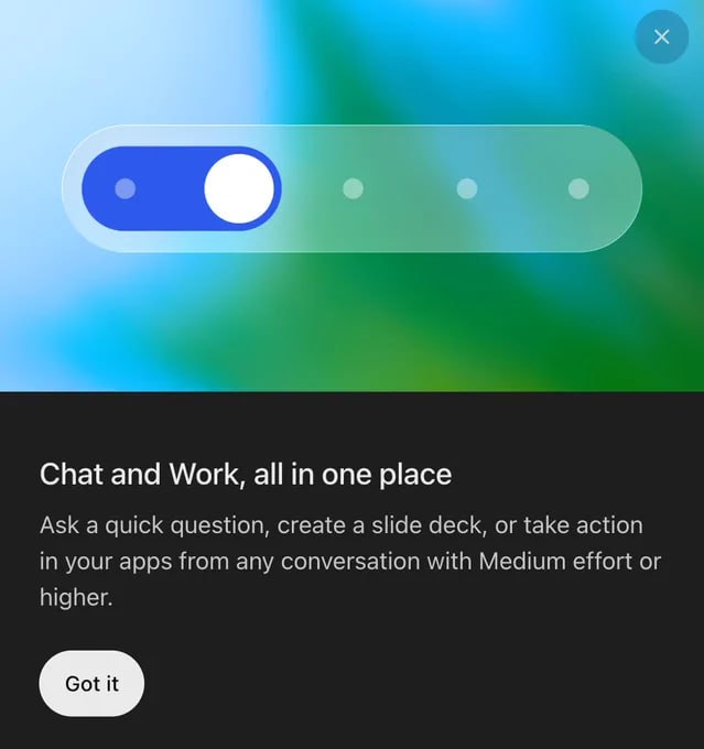 OpenAI הולך לשלב את ChatGPT ו- ChatGPT עבודה למצב אחד חלק מהמשתמשים הבחינו בהודעת מיזוג בטרם עת בממשק (השפה…