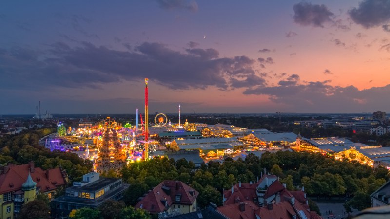Prost! Oktoberfest beginsOktoberfest in Munich, Germany, at sunset (© AllesSuper21/iStock/Getty Images)