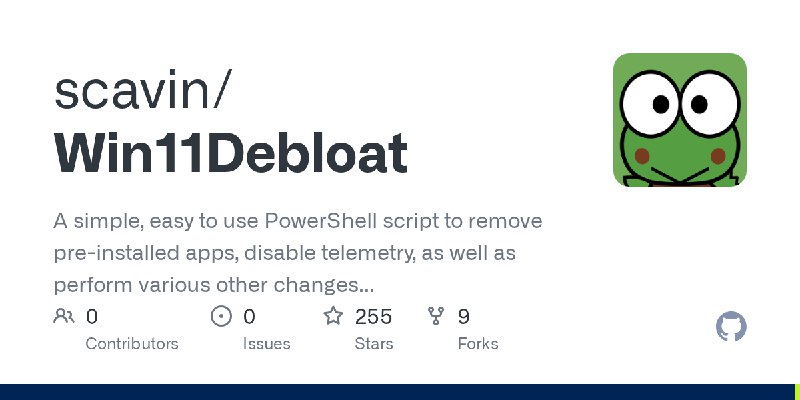 GitHub - scavin/Win11Debloat: A simple, easy to use PowerShell script to remove pre-installed apps, disable telemetry, as well…