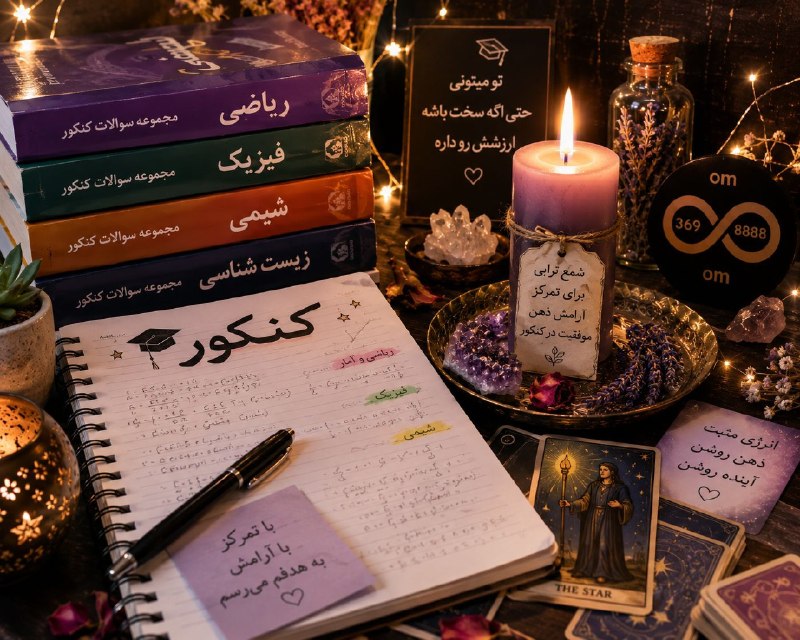 آینده بینی: ✨📚 شمع‌تراپی مخصوص قبولی کنکور 🕯️✨کنکوری جان اگر این روزها ذهنت پر از استرس و نگرانیه و دلت می‌خواد با تمرکز بیشتر، آرام