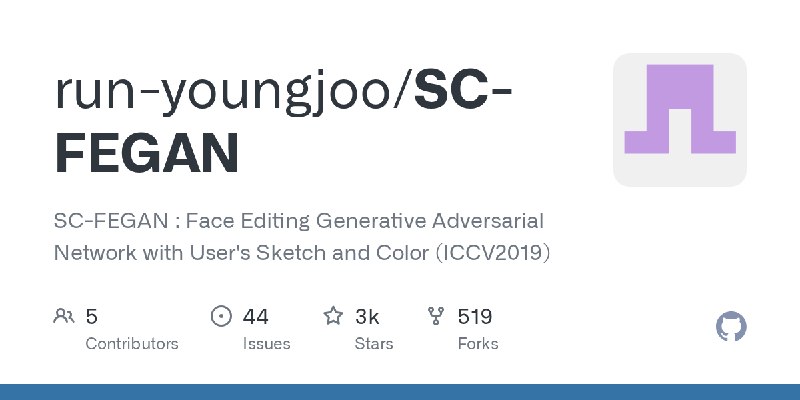 GitHub - run-youngjoo/SC-FEGAN: SC-FEGAN : Face Editing Generative Adversarial Network with User's Sketch and Color (ICCV2019)