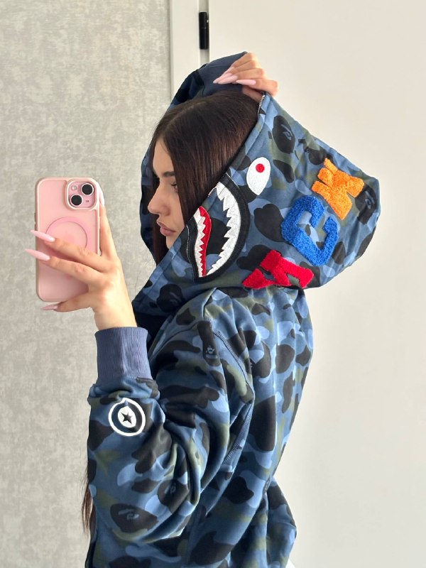 👕 Одяг Bape Shark Fullzip Camo Blue, фото 2