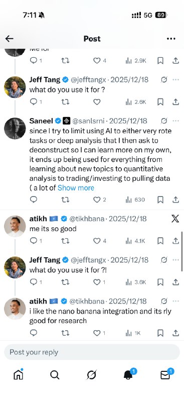 最近有位推友 Jeff 在推上问：谁在为 Manus 付费？在我们自己还没关注到这条推时，就有好多的 Manus 用户去下面发布自己的使用场景，一条条读过去，非常感动