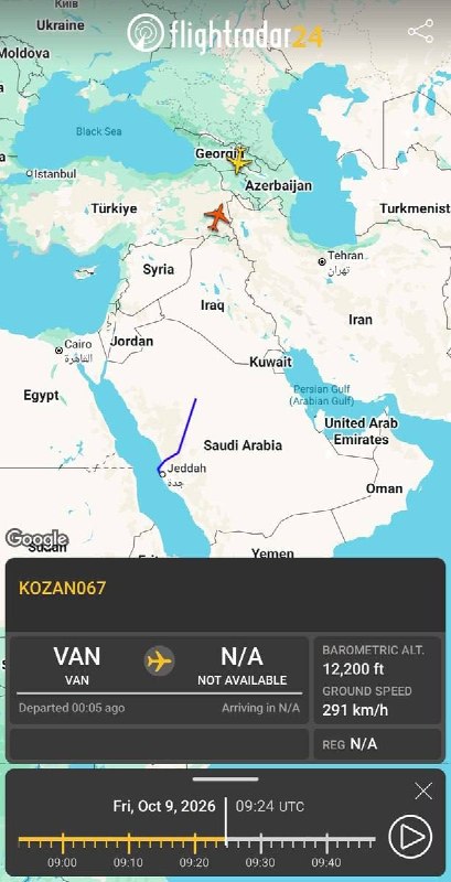 Tracking the flight of a Turkish combat drone, apparently of the "Akinci" model, which took off from Van province in Turkey, before turning off its identification device near Jeddah in Saudi Arabia, amid uncertainty about its route to Yemen or its redeployment at a Saudi base. This came after the Yemenis shot down a drone of the same model over Taiz yesterday.