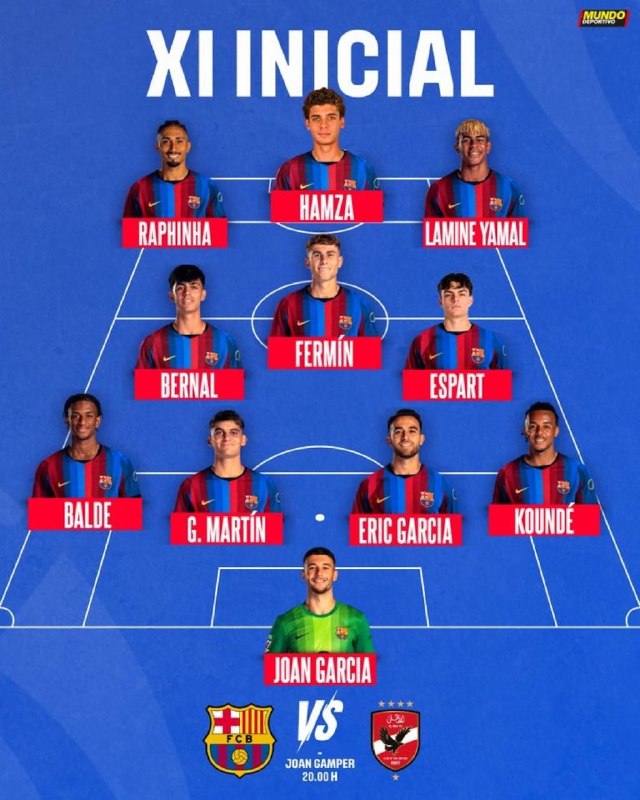 اخبار و نتایج زنده فوتبال: 🏆🇪🇦 خوان گمپر کاپ | ترکیب بارسلونا مقابل الاهلی مصر⏰ ساعت : 21.30🆔 @livefootballchannel